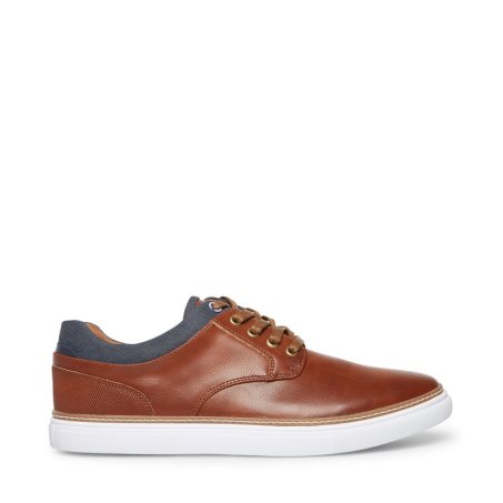 Brown Steve Madden Gully Leather Men's Sneakers | PH 6807FS16